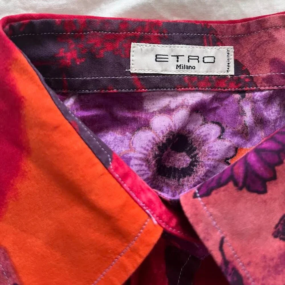 Etro Milano Funky Print Button Down Shirt Size 38 - Picture 3 of 3
